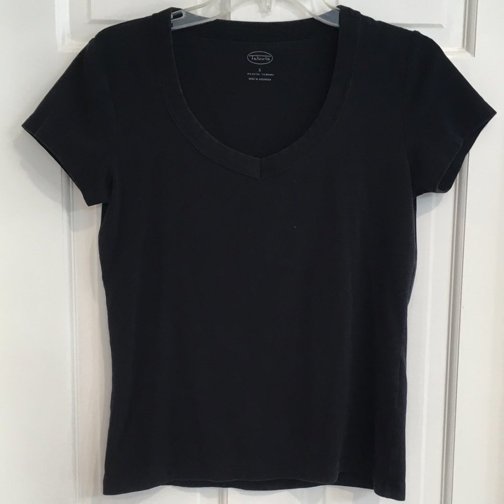 Talbots SS Black Top Scoop Neck size S GUC